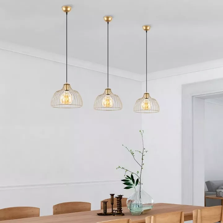 Φωτιστικό οροφής Treiso Megapap E27 μεταλλικό μονόφωτο χρώμα χρυσό Ø28x126εκ.