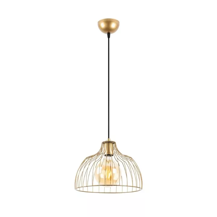 Φωτιστικό οροφής Treiso Megapap E27 μεταλλικό μονόφωτο χρώμα χρυσό Ø28x126εκ.