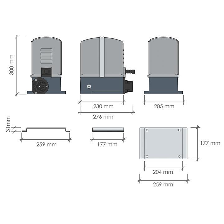 Proteco Μοτέρ Συρόμενης Γκαραζόπορτας Mover 8 έως 800kg (Μόνο Μοτέρ)