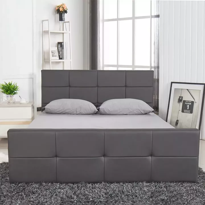 Κρεβάτι ArteLibre ANEMONE Γκρι PU 216x160.5x93cm (Στρώμα 150x200cm)