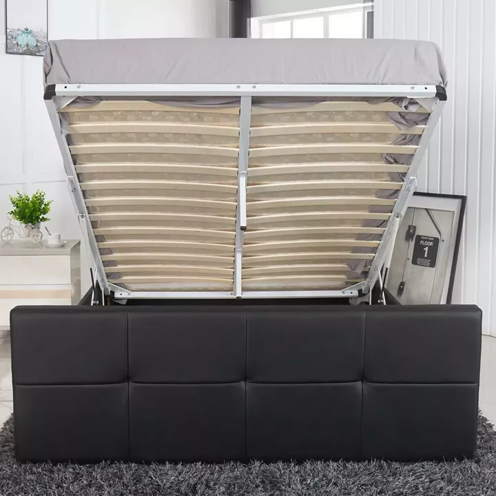 Κρεβάτι ArteLibre ANEMONE Μαύρο PU Με Αποθηκευτικό Χώρο 217.5x170.5x100cm(Στρώμα 160x200cm)