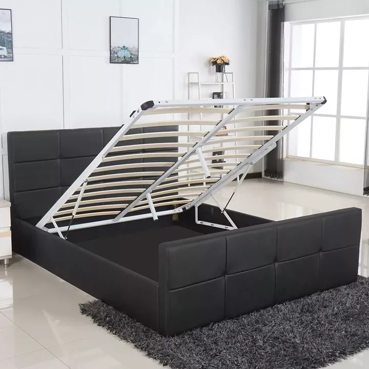 Κρεβάτι ArteLibre ANEMONE Μαύρο PU Με Αποθηκευτικό Χώρο 217.5x170.5x100cm(Στρώμα 160x200cm)