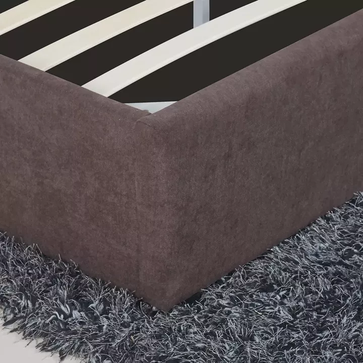 Κρεβάτι ArteLibre ASTER Σκούρο Καφέ Ύφασμα Με Αποθηκευτικό Χώρο 216x170.5x103cm (Στρώμα 160x200cm)