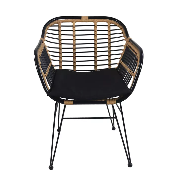 Καρέκλα Κήπου ArteLibre ATINIUS Φυσικό/Μαύρο Μέταλλο/Rattan 58x62x82cm