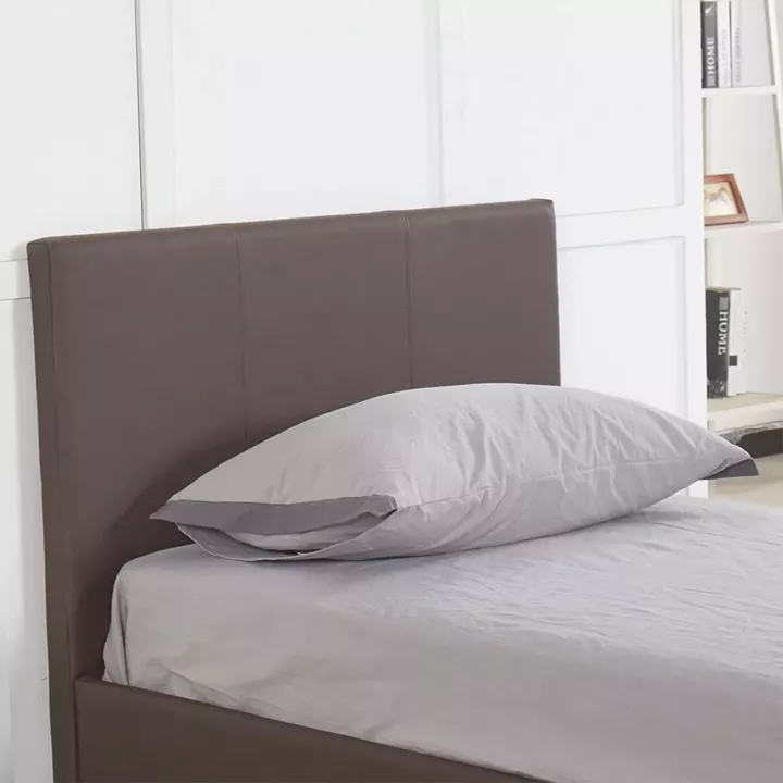 Κρεβάτι ArteLibre AZALEA Σκούρο Καφέ PU 213x101x88cm (Στρώμα 90x200cm)