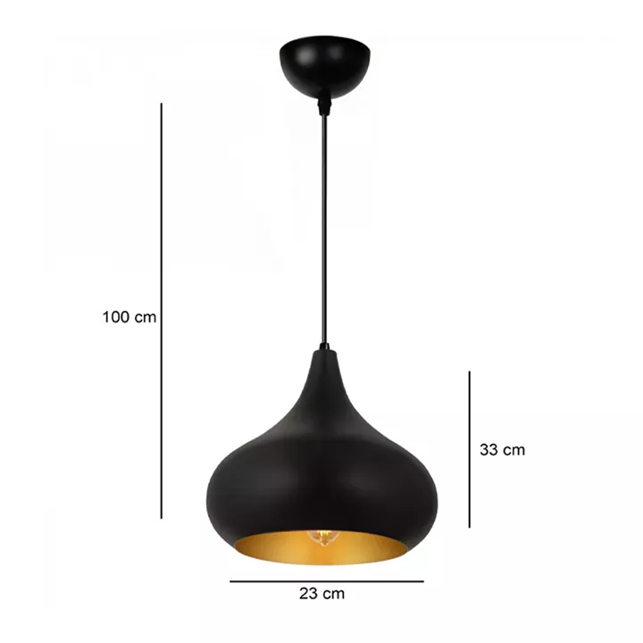 Φωτιστικό οροφής Meril Megapap E27 μεταλλικό μονόφωτο χρώμα μαύρο Ø33x100εκ.