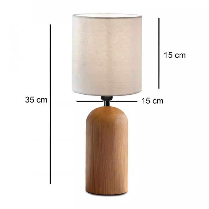 Φωτιστικό επιτραπέζιο Cora Megapap E14 ξύλινο - ύφασμα Pvc χρώμα φυσικό - κρεμ Ø15x35εκ.