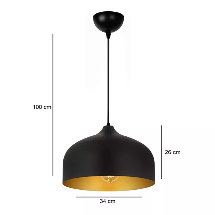 Φωτιστικό οροφής Malvin Megapap E27 μεταλλικό μονόφωτο χρώμα μαύρο Ø34x100εκ.