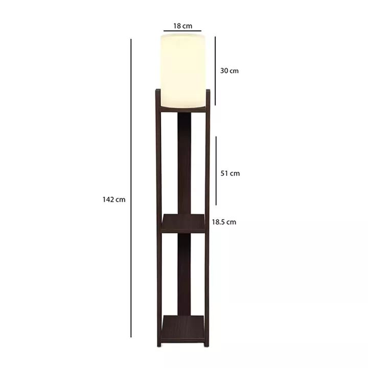 Φωτιστικό δαπέδου Verma I Megapap E27 Mdf/ύφασμα Pvc χρώμα wenge - κρεμ 18,5x18,5x142εκ.
