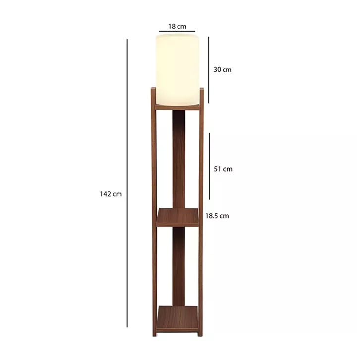 Φωτιστικό δαπέδου Verma I Megapap E27 Mdf/ύφασμα Pvc χρώμα καρυδί - κρεμ 18,5x18,5x142εκ.