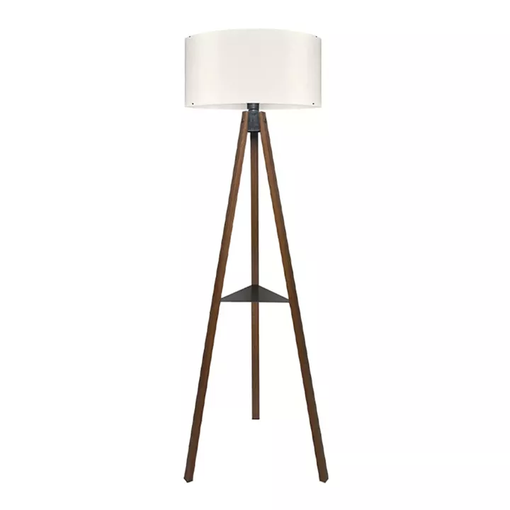 Φωτιστικό δαπέδου Thomas Megapap E27 Mdf/ύφασμα Pvc χρώμα καρυδί - κρεμ 38x38x135εκ.