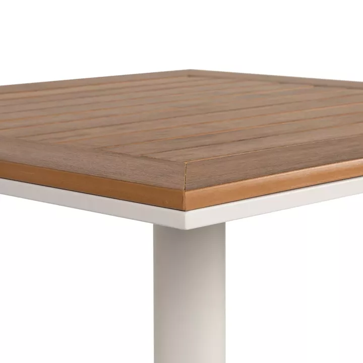 Τραπέζι Κήπου ArteLibre NAMIBIA Λευκό/Καρυδί Αλουμίνιο/Ξύλο 70x70x72cm
