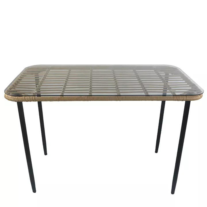 Τραπέζι Κήπου ArteLibre ANNIUS Φυσικό/Μαύρο Μέταλλο/Rattan/Γυαλί 120x70x78cm