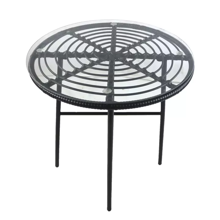 Τραπέζι Κήπου ArteLibre APPIUS Μαύρο Μέταλλο/Rattan/Γυαλί 70x70x74cm