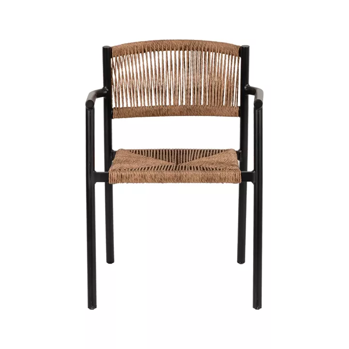 Πολυθρόνα Κήπου ArteLibre INGA Μαύρο/Φυσικό Αλουμίνιο/Rattan 55.5x50x77.5cm