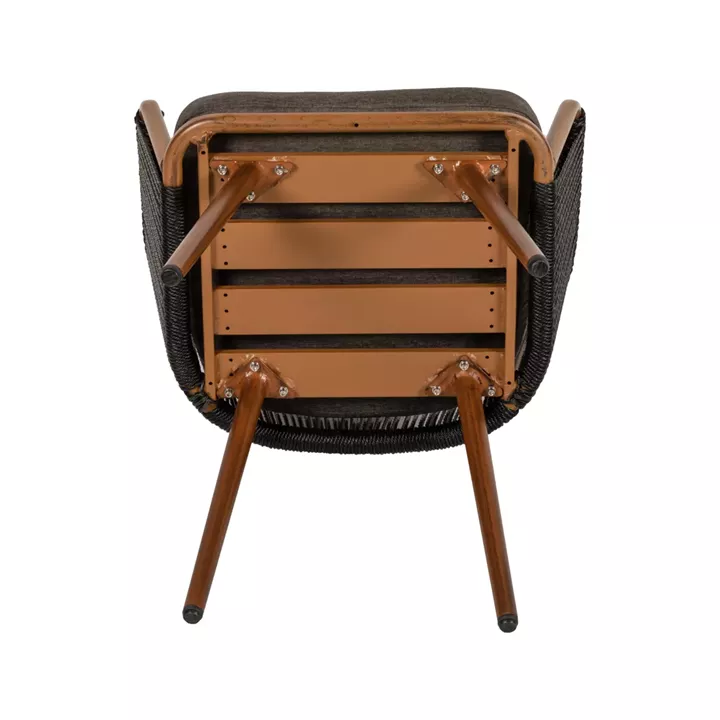 Πολυθρόνα Κήπου ArteLibre LOFOI Μαύρο/Καφέ Αλουμίνιο/Rattan 60x62x81cm