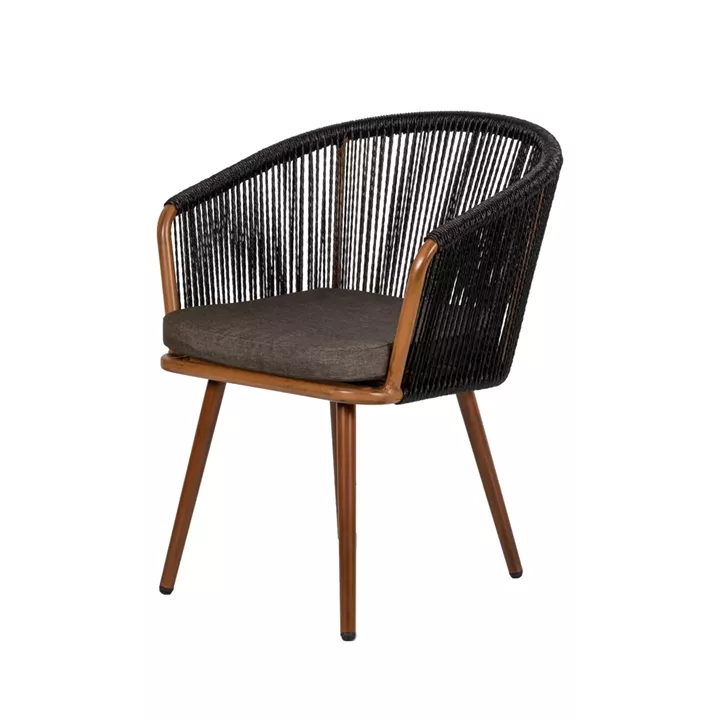 Πολυθρόνα Κήπου ArteLibre LOFOI Μαύρο/Καφέ Αλουμίνιο/Rattan 60x62x81cm