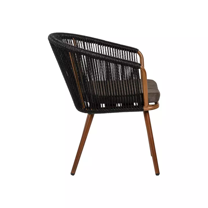 Πολυθρόνα Κήπου ArteLibre LOFOI Μαύρο/Καφέ Αλουμίνιο/Rattan 60x62x81cm