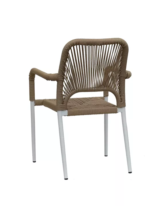 Πολυθρόνα Κήπου ArteLibre TINKISSO Λευκό/Φυσικό Αλουμίνιο/Rattan 57x63x82cm