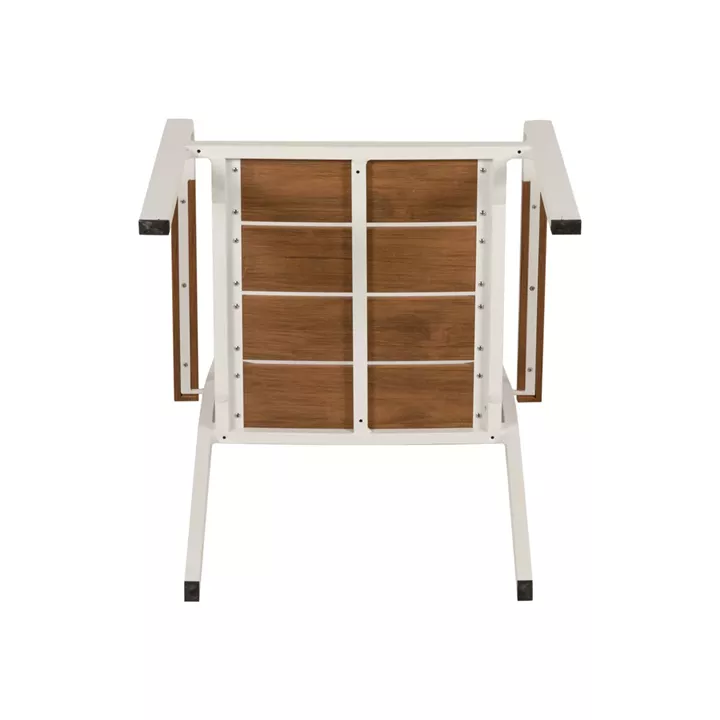 Πολυθρόνα Κήπου ArteLibre GOUINA Λευκό/Καρυδί Αλουμίνιο/Ξύλο 55x55x86cm