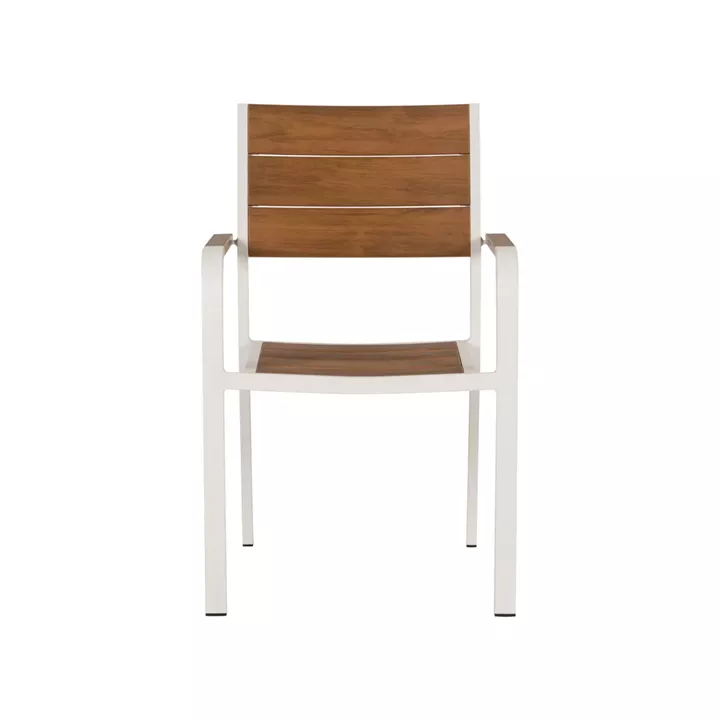 Πολυθρόνα Κήπου ArteLibre GOUINA Λευκό/Καρυδί Αλουμίνιο/Ξύλο 55x55x86cm