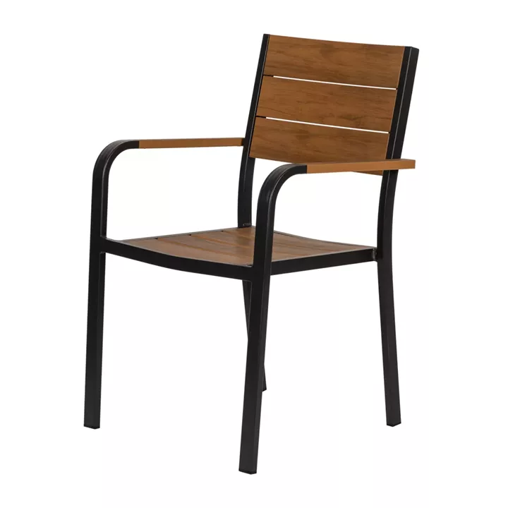 Πολυθρόνα Κήπου ArteLibre GOUINA Μαύρο/Καρυδί Αλουμίνιο/Ξύλο 55x55x86cm