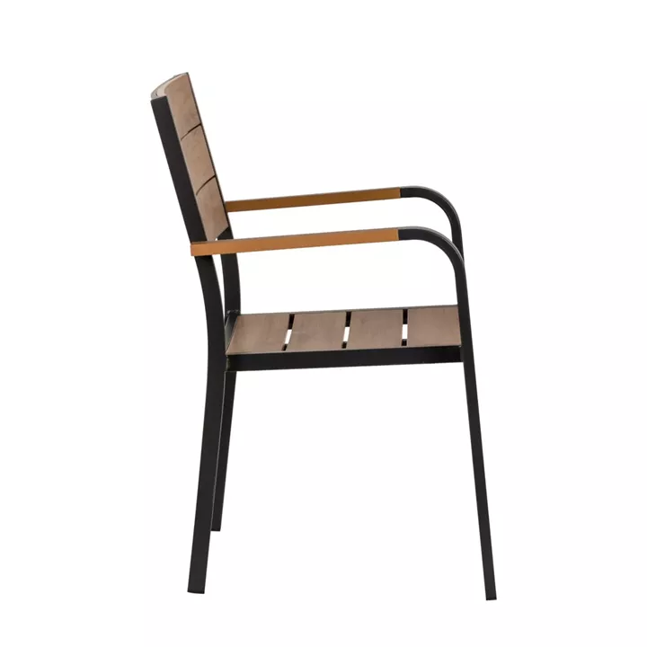 Πολυθρόνα Κήπου ArteLibre GOUINA Μαύρο/Καρυδί Αλουμίνιο/Ξύλο 55x55x86cm