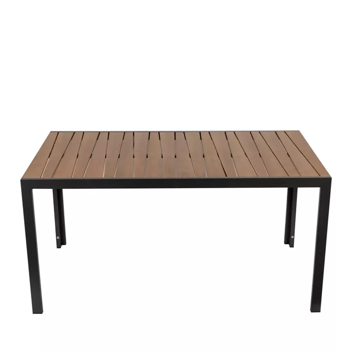 Τραπέζι Κήπου ArteLibre OUZOUD Μαύρο/Καρυδί Αλουμίνιο/Ξύλο 150x90x74cm