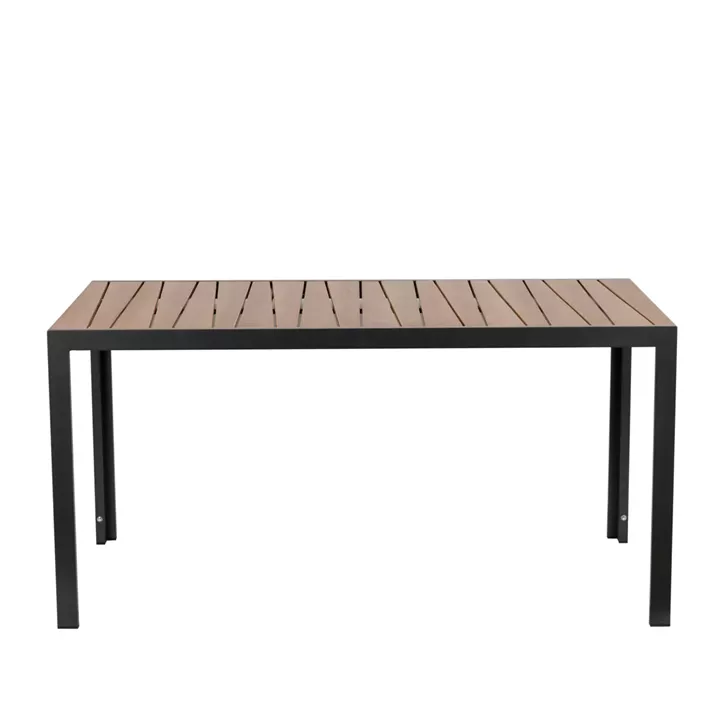 Τραπέζι Κήπου ArteLibre OUZOUD Μαύρο/Καρυδί Αλουμίνιο/Ξύλο 150x90x74cm