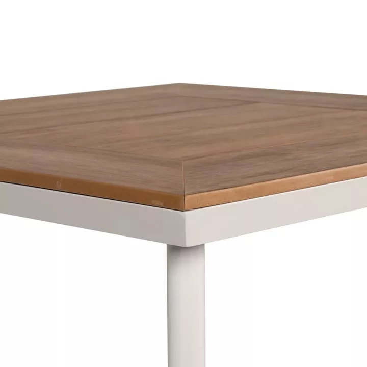 Τραπέζι Κήπου ArteLibre EPUPA Λευκό/Καρυδί Αλουμίνιο/Ξύλο 80x80x73cm