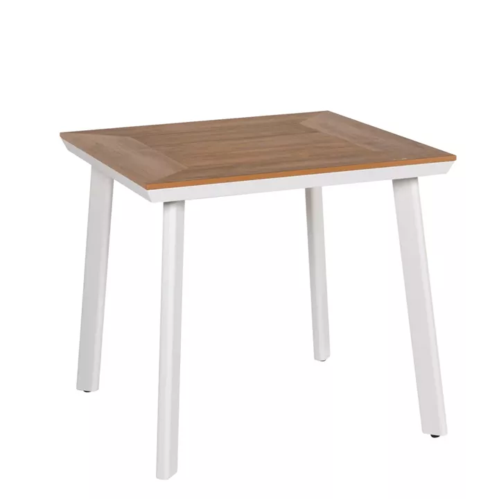 Τραπέζι Κήπου ArteLibre EPUPA Λευκό/Καρυδί Αλουμίνιο/Ξύλο 80x80x73cm