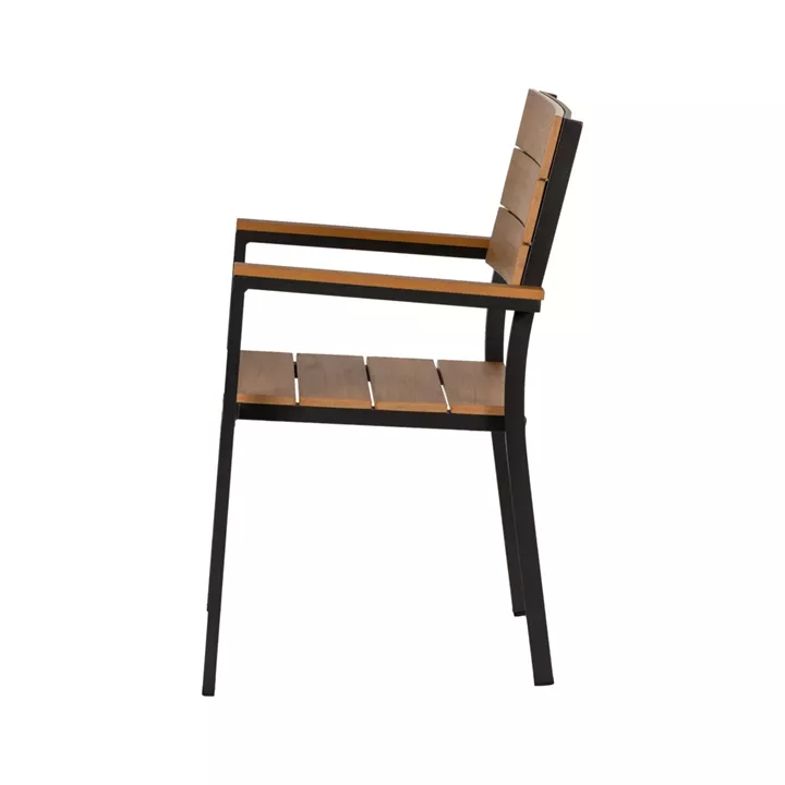 Πολυθρόνα Κήπου ArteLibre GURARA Μαύρο/Καρυδί Αλουμίνιο/Ξύλο 60x55x86cm