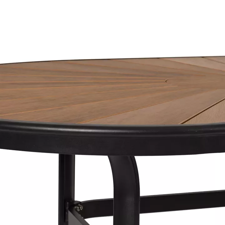 Τραπέζι Κήπου ArteLibre RUSUMO Μαύρο/Καρυδί Αλουμίνιο/Ξύλο 150x90x73cm