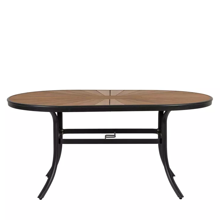 Τραπέζι Κήπου ArteLibre RUSUMO Μαύρο/Καρυδί Αλουμίνιο/Ξύλο 150x90x73cm