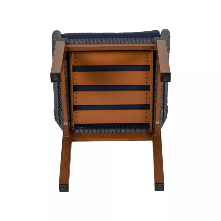 Πολυθρόνα Κήπου ArteLibre LISBON Mπλε/Μπαμπού Αλουμίνιο/Ύφασμα 57x58x77cm