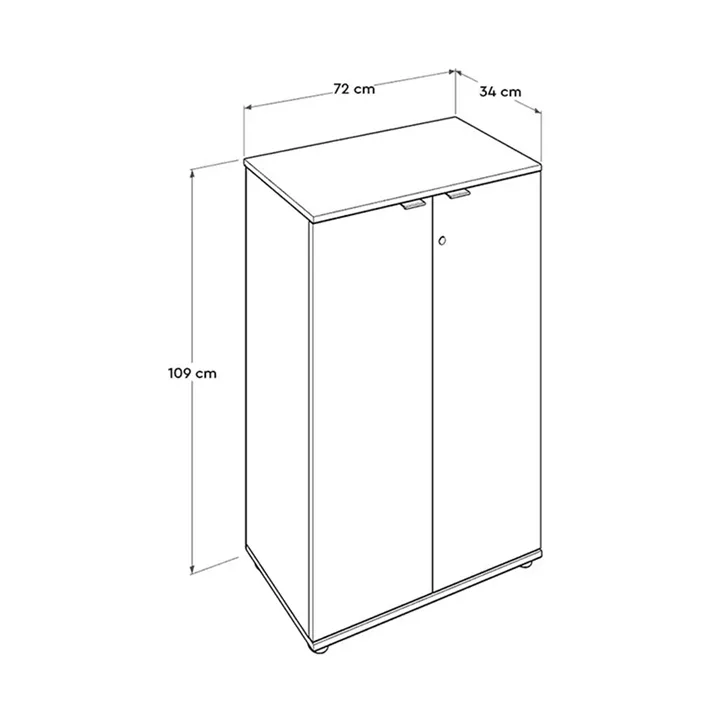 Ντουλάπι γραφείου Rio Megapap με κλειδαριά χρώμα λευκό 72x34x109εκ.