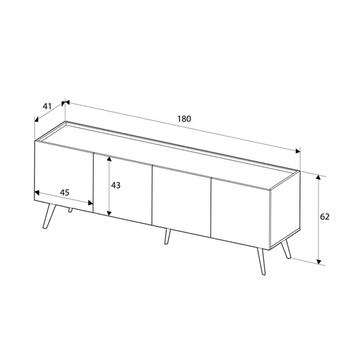 Έπιπλο τηλεόρασης Luna Megapap χρώμα oak 180x41x62εκ.