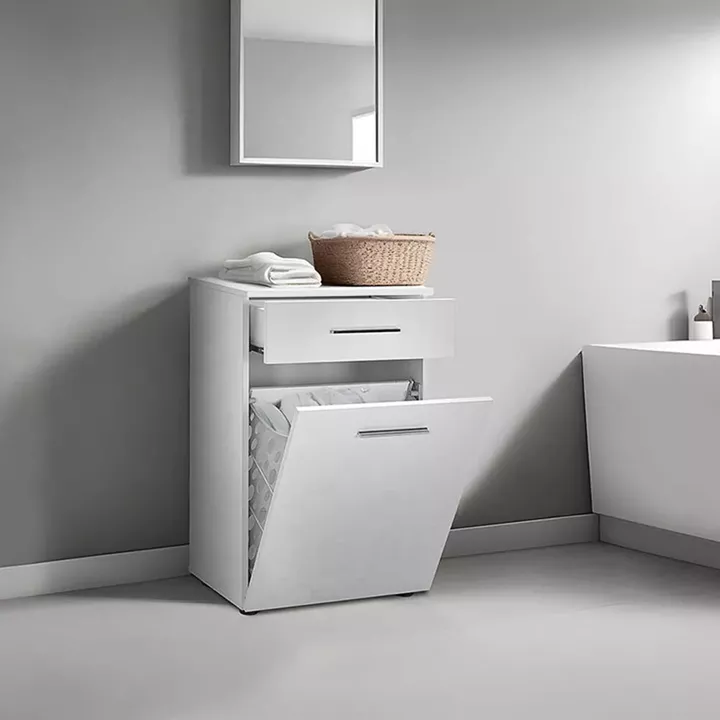 Ντουλάπι - Καλάθι απλύτων Diamond Megapap χρώμα λευκό gloss 52x38x83εκ.