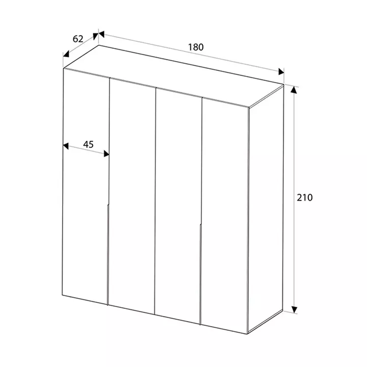 Ντουλάπα ρούχων Oryana Megapap τετράφυλλη χρώμα καρυδί 180x62x210εκ.