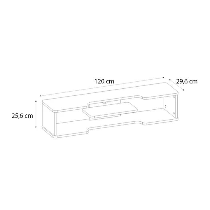 Έπιπλο τηλεόρασης επιτοίχιο Perry Megapap χρώμα λευκό 120x29,6x25,6εκ.
