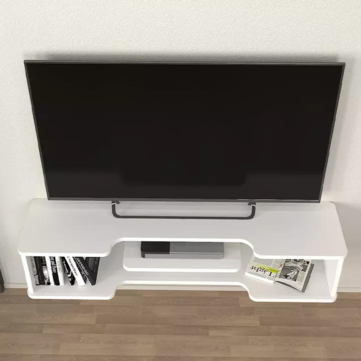 Έπιπλο τηλεόρασης επιτοίχιο Perry Megapap χρώμα λευκό 120x29,6x25,6εκ.