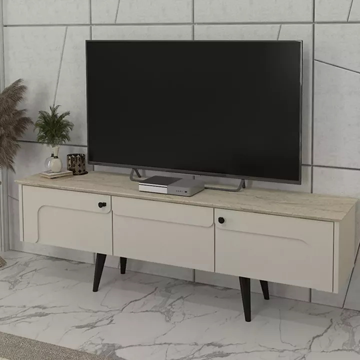 Έπιπλο τηλεόρασης Sevilla Megapap χρώμα sandstone - travertine 150x35x45,6εκ.