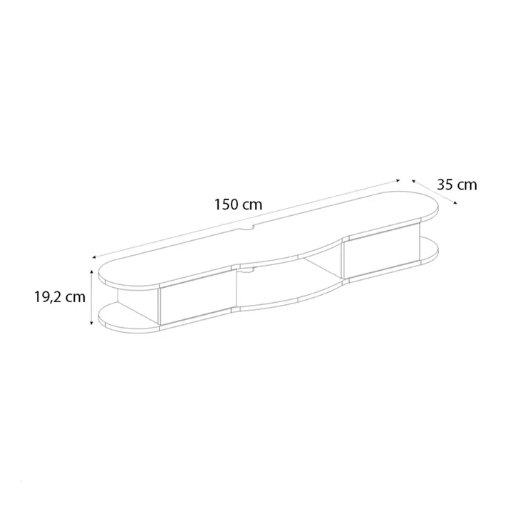 Έπιπλο τηλεόρασης επιτοίχιο Noland Megapap με LED χρώμα rota oak 150x35x19,2εκ.