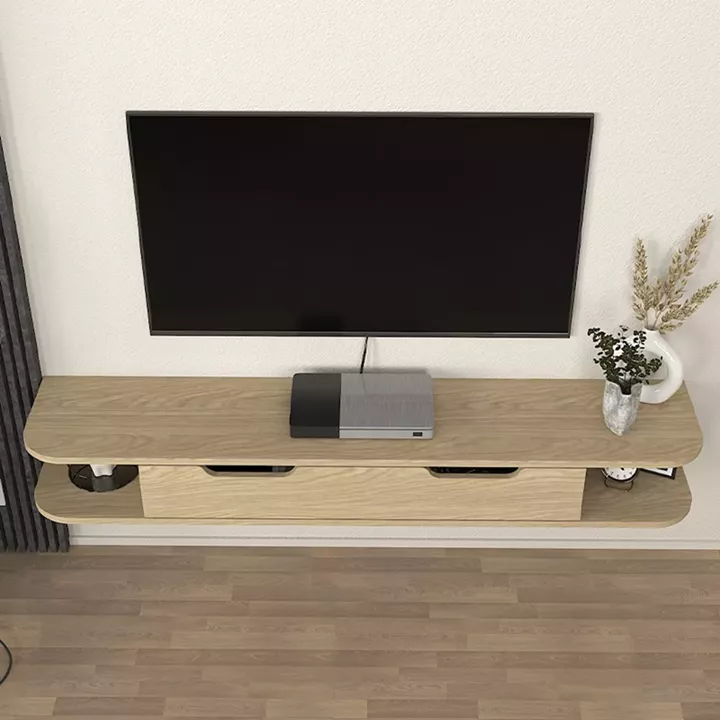 Έπιπλο τηλεόρασης επιτοίχιο Noland Megapap με LED χρώμα rota oak 150x35x19,2εκ.