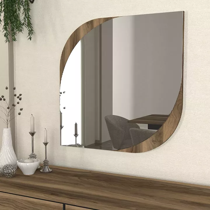 Καθρέπτης τοίχου Lava Μegapap χρώμα καρυδί 70x2,2x70εκ.