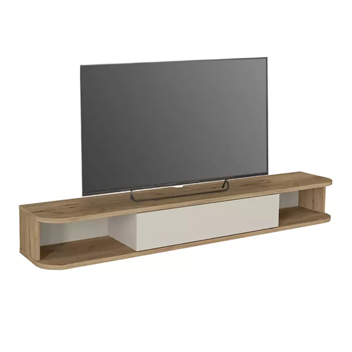 Έπιπλο τηλεόρασης επιτοίχιο Cross Megapap με LED χρώμα sepet oak - sandstone 150x29,6x19,2εκ.