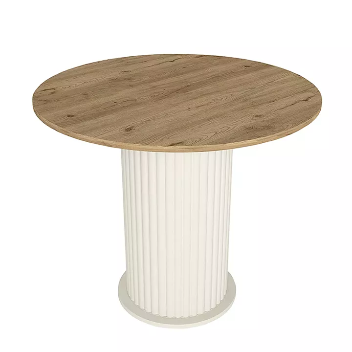 Τραπέζι Bohema Megapap χρώμα ivory - sepet oak Ø90x77,7εκ.