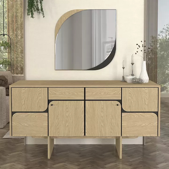 Καθρέπτης τοίχου Lava Μegapap χρώμα rota oak - ανθρακί 70x2,2x70εκ.