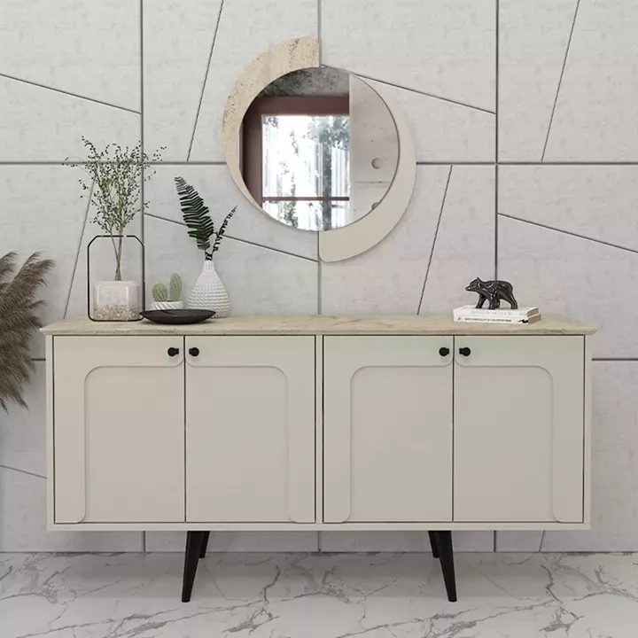 Καθρέπτης τοίχου Sevilla Μegapap χρώμα sandstone - travertine 59,2x2,2x69εκ.