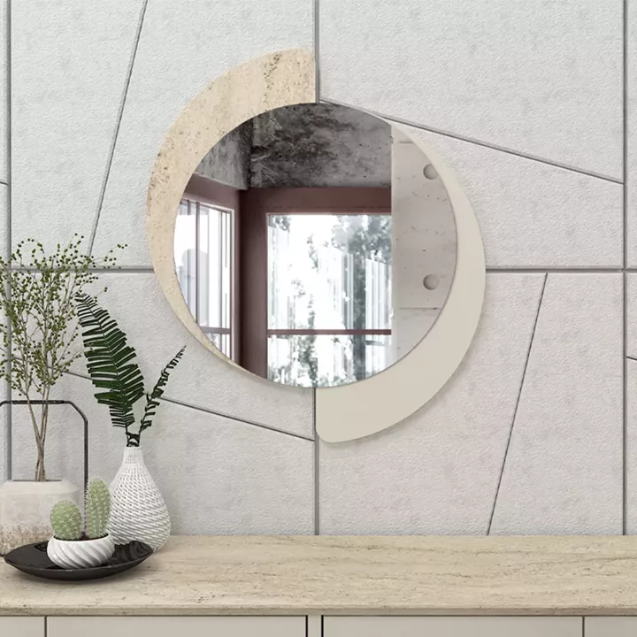 Καθρέπτης τοίχου Sevilla Μegapap χρώμα sandstone - travertine 59,2x2,2x69εκ.